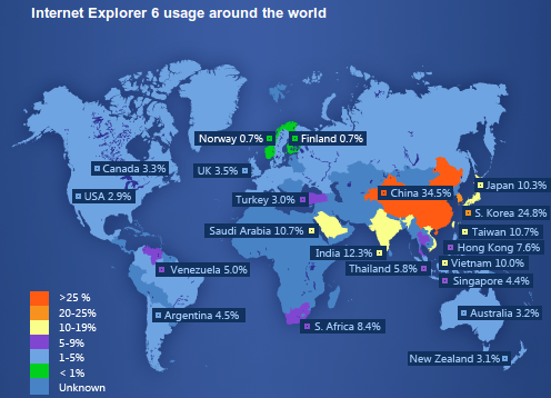 IE6 Usage Map